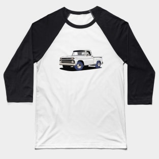 Chevy C10 Pickup Truck in White Baseball T-Shirt